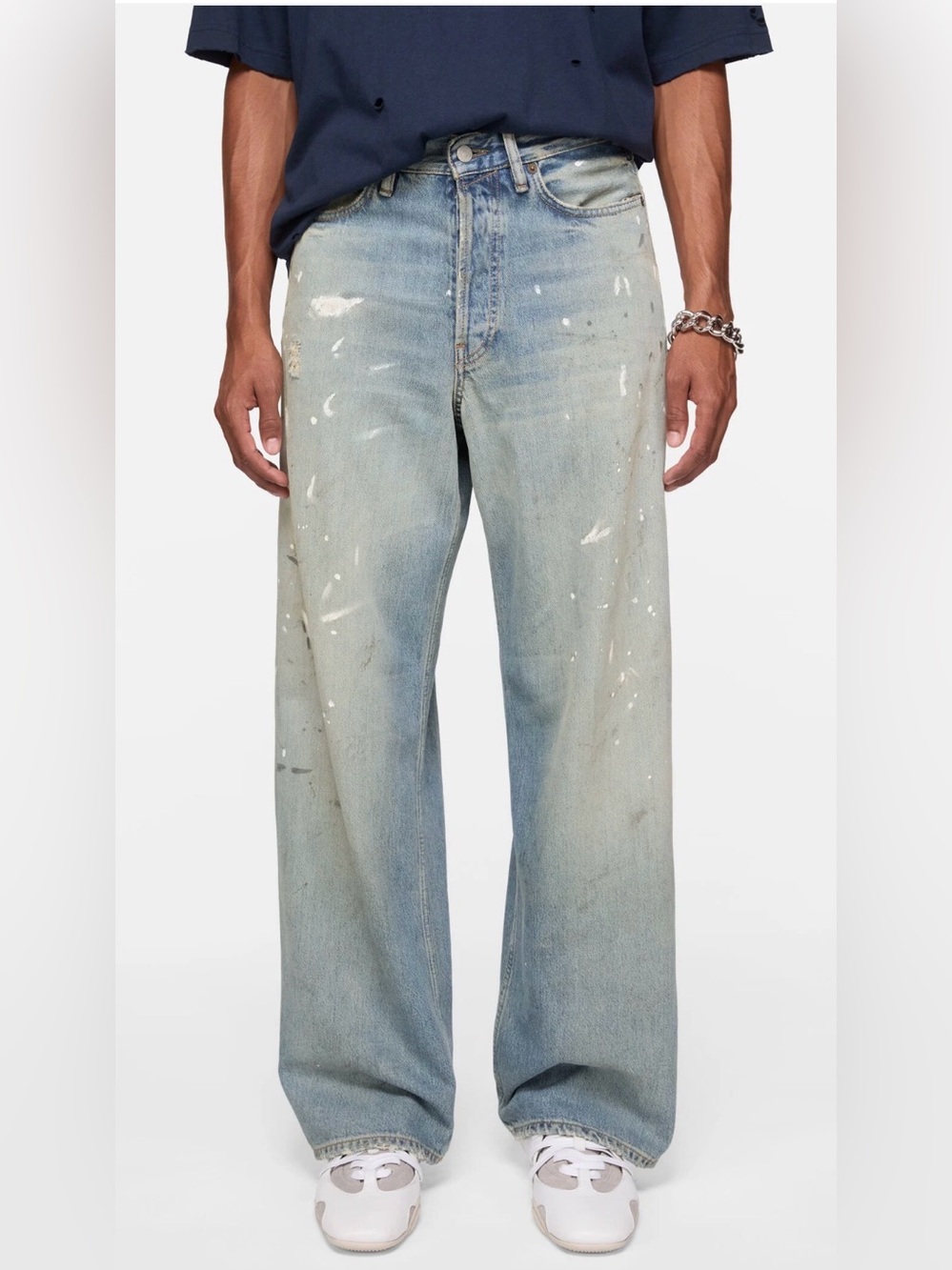ACNE STUDIOS 1981 TRAFALGAR Loose Fit Jeans Unisex Size Small Light Blue